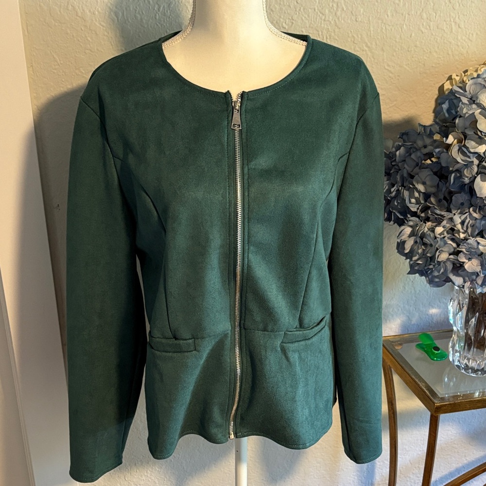 Jade Green zip front Jacket